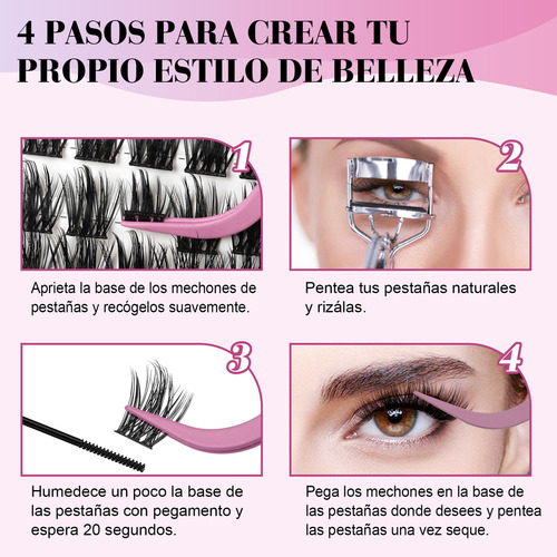 Kit De Extensiones De Pestañas 8-16mm Manga Punta Saliente Curvatura D Con Pegamento Y Removedor Apto Para Principiantes bqlash Kit Pestañas BQ