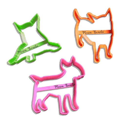 X3 Bullterrier Siluetas - Cortadores Galletas Masas Fondant