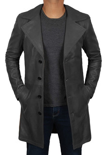 Abrigo De Cuero Para Hombre 100% Piel Auténtica Duster O Abrigo De Cuero Para Hombre 100% Piel Auténtica Duster O