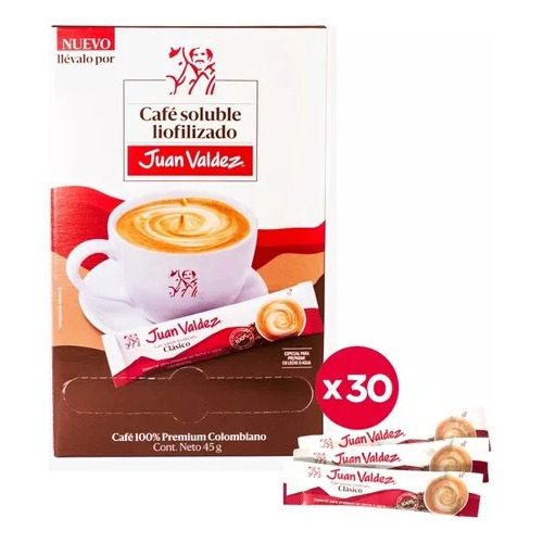 Café Juan Valdez Soluble Liofilizado 30 Sachet Importado 