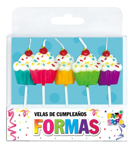 Imagen 1 de 2 de Vela Cupcake Tortita Magdalena Muffin X5 Cumpleaños Torta