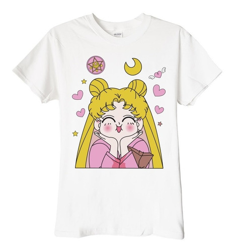 Polera Sailor Moon Corazones Y Luna Anime Poleradicto