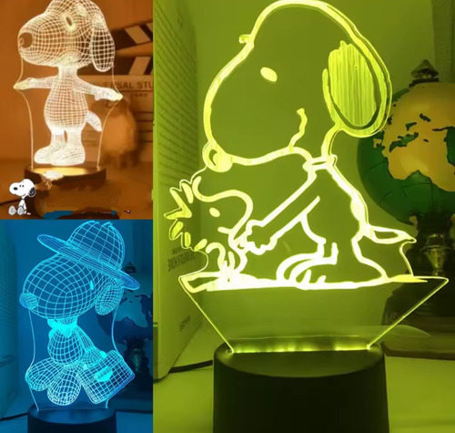 Lámpara De Mesa Led Diseño Snoopy