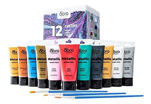 Art Paint - Metallic Acrylic Paint Set | 12 Colors | Rich No