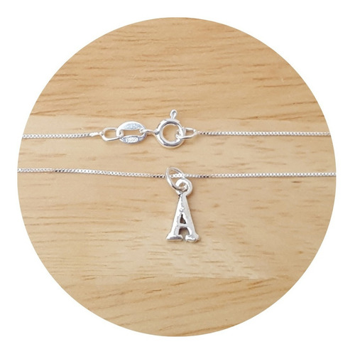 Cadena Con Mini Dije Letra Inicial A De Plata 925 Color Plateado