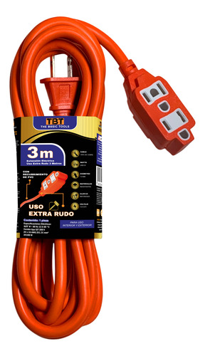 Extensión Eléctrica Uso Rudo 3 M Naranja The Basic Tools