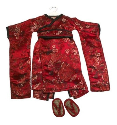 Muñeca - Carpatina Rojo Brocado Japonés Kimono Y Sandalias M