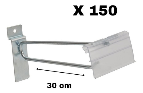 Pack 150 Ganchos Doble A Panel Ranurado Portaprecio 30cm Vnz