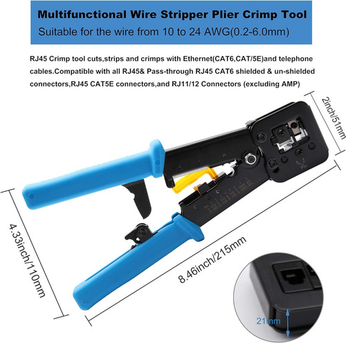 Crimpeadora Ez Rj45 +50 Conector Cat6 Prensa Anticorte