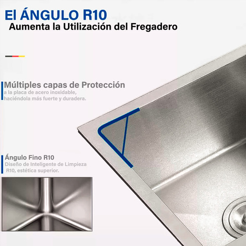 Lavaplatos Empotrable Beiti Doble 100x48 Con Lavavasos Acero
