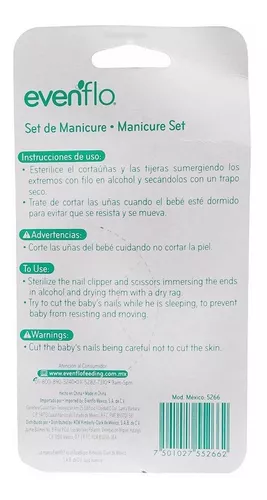 Set Manicure Para Bebe Evenflo 5266 Tijeras Cortauñas Lima