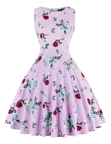 Vestido De Fiesta Vintage Rockabilly Con Estampado Floral