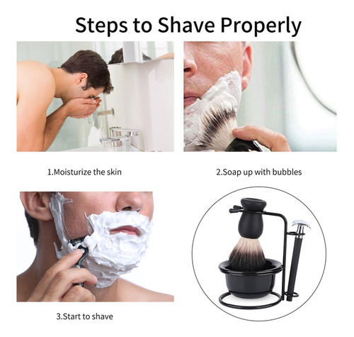 Homens Barba Jogo De Barbear Profissional Seguro Brush Tigel