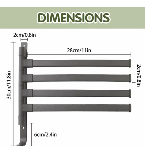 Toallero De Acero Inoxidable Para Pared Con Brazos Móviles