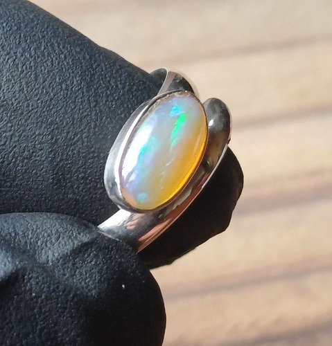 Anillo Opalo De Etiopia Plata 925 Ajustable Proteccion Art08 Plateado Ajustable