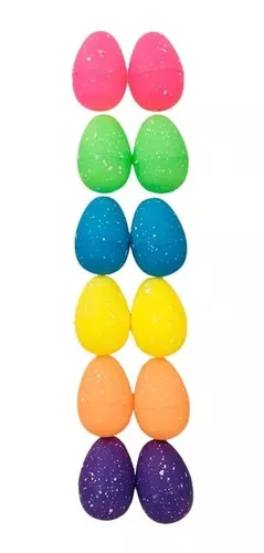 12 huevos de plástico de teñido anudado, 2 1/4 pulgadas x 1 3/4 pulgadas  cada uno, 2 de cada color