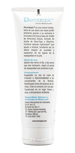 Imagen 7 de 8 de Crema Humectante De Uso Facial Y Corporal Dermatopic 250 G