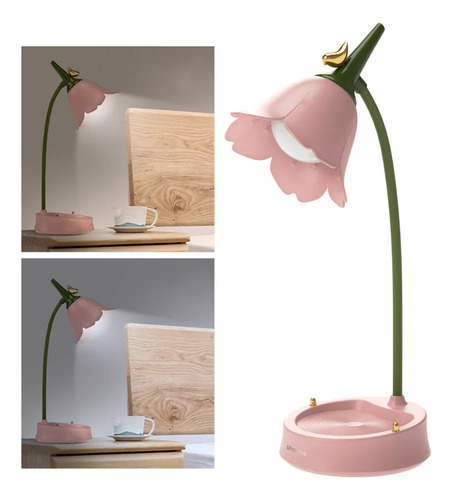 Mz Lámpara De Mesa Led De Flúor, Luz De Escritorio Rosa
