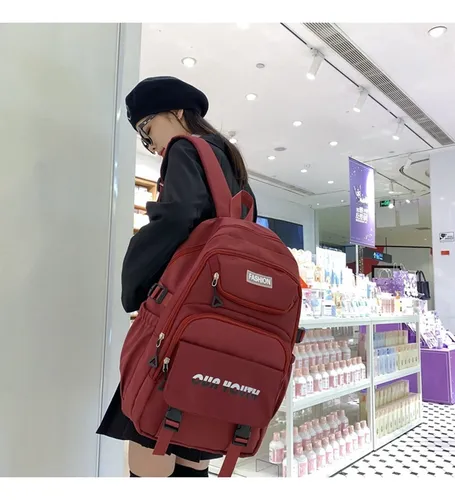 Mochila escolar impermeable burdeos de moda para mujer MercadoLibre