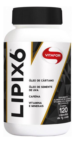 Suplemento Lipix 6 - Cafeína, Óleo De Cártamo - 120 Cápsulas