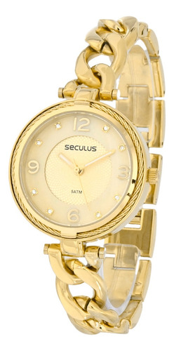 Relogio Seculus Feminino Social Dourado Luxo Elos Original