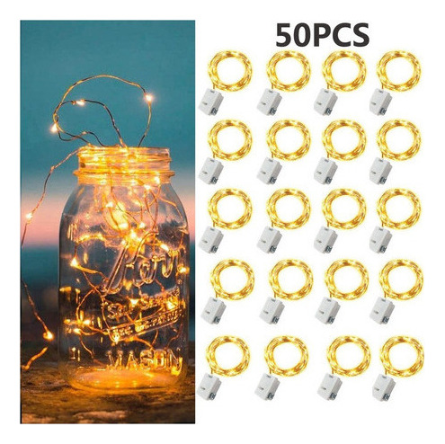 Paquete De 50 Luces De Hadas Con Pilas, 3 Modos, 20 Led, Nav