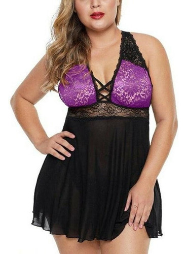 Lencería De Talla Grande Para Mujer, Pijama De Encaje Sexy,