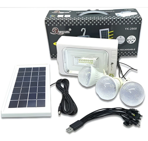 Planta Solar Portatil + Bombillos Camping Usb Linterna Mnr