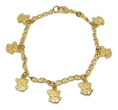 Pulsera Oro Amarillo Laminado18k Dijes Ositos Joyas Romminox