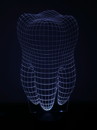 Lampara Diente Dental Led 3d Acrílico Con Control Negra Diseño 6