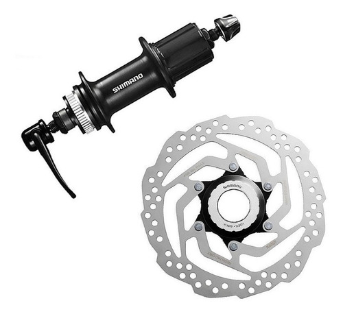 Cubo Traseiro Shimano Tourney Tx505 36f + Disco De Freio Shimano Rt10 160mm C/ Porca Center Lock