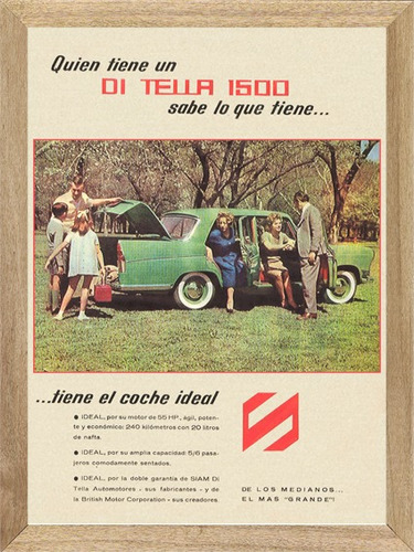 Siam Di Tella 1500, Auto, Cuadro, Poster, Publicidad    E242