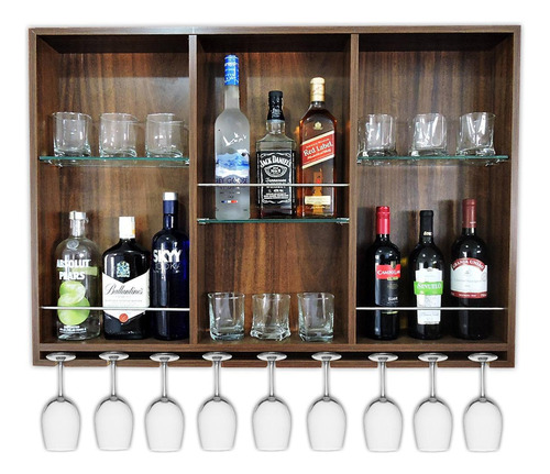 Adega Bar Decoração Parede Porta Vinhos E Taça 100% Mdf