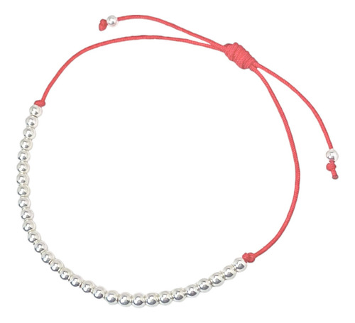 Pulsera Ajustable De Hilos Con Plata 925 (lpu04) Diámetro 6 Cm