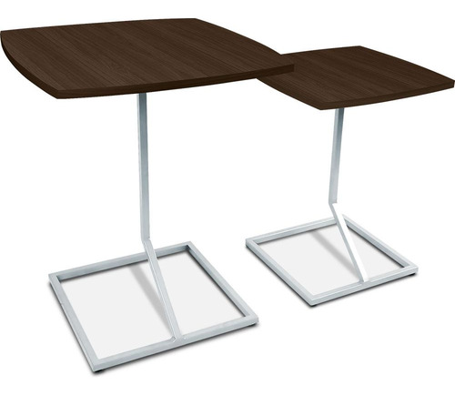 Conjunto Jogo Mesa Tip De Canto Lateral Tampo Quadrado Cor Branco/villandry