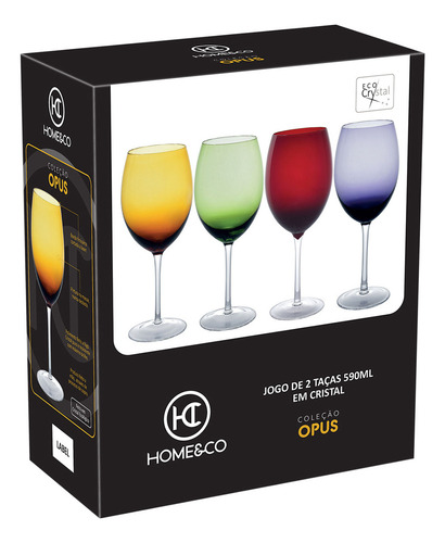 Jogo Opus 2 Taças Vidro Verde 590ml Água Vinho Home&co