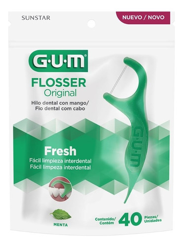 Hilo Dental Con Mango Flossers Original Gum Sabor Menta 40u