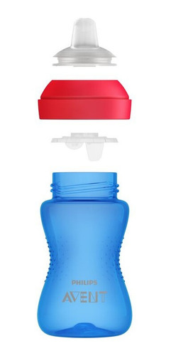 Copo C/ Bico Macio Avent 300ml 9m+ Azul E Vermelho Com Nome