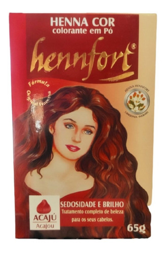 Kit Henna (rena/hena) para cabelo hennfort em creme/em po vermelho chocolate acaju castanho dourado castanho escuro castanho preto cobre Hennfort  Henna cor tom acajú