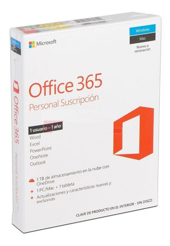 Imagen 1 de 4 de Microsoft Office 365 Personal Suscripción 1pc/mac + 1 Tablet