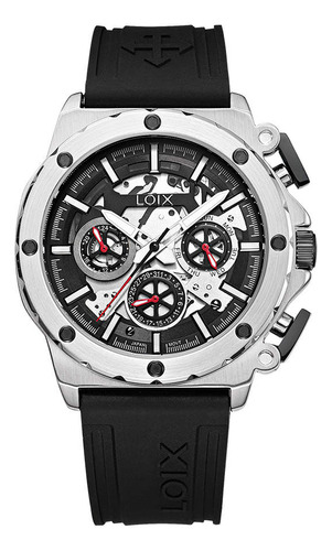 Reloj Loix Hombre L2133-4 Negro Con Plateado, Tablero Negro