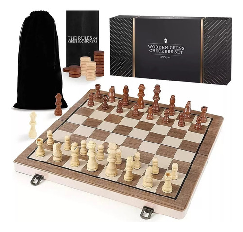 Banna Juego De Ajedrez Y Damas Magnético 2 En 1 , Juego De Estrategia Para Entrenar El Pensamiento Lógico, Tablero Plegable, 39 X 39 Cm.