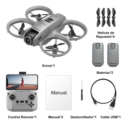 Drone Mini Ourlife D16 Dual Cámara 4k Con 2 Baterías Gris