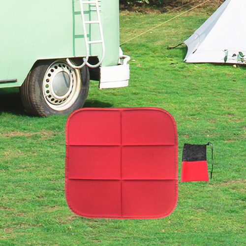 Cojín De Asiento Plegable Con Bolsa De Borde Rojo