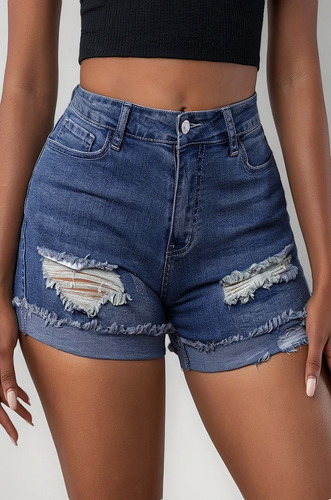 Short Casual De Mezclilla De Dama Corte Colombiano Para Muje