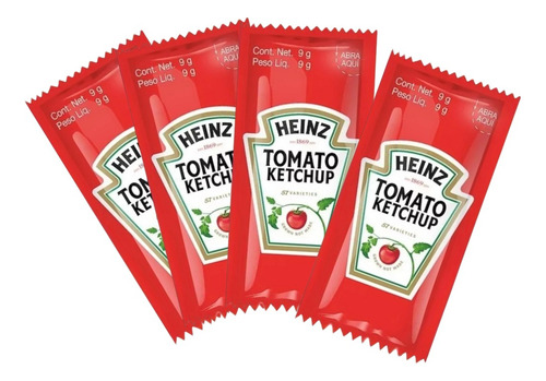 100 Sobres Catsup 9 Gr C/u Ketchup Heinz Salsa Tomate