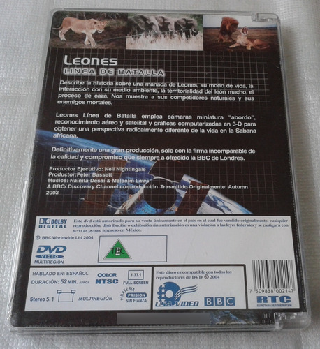 Bbc Documental Dvd Leones Linea De Batalla | MercadoLibre