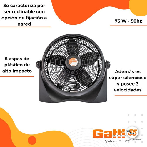 Imagen 5 de 9 de Ventilador Turbo De Pared Y Piso 20 Reclinable 3 Vel. Gatti