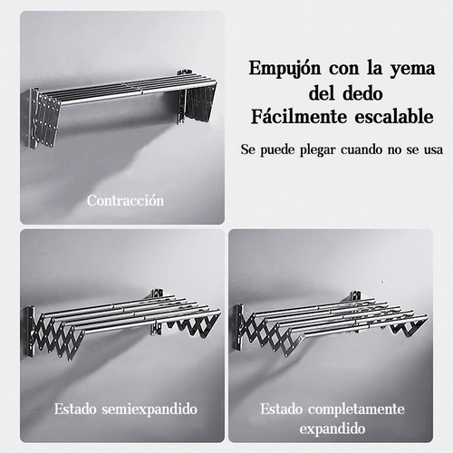 Tendedero De Pared Plegable En Inoxidable Retractil Facil Acero