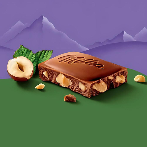 Chocolate Milka Pedaços De Avelã Kit Com 3 Barras De 100g